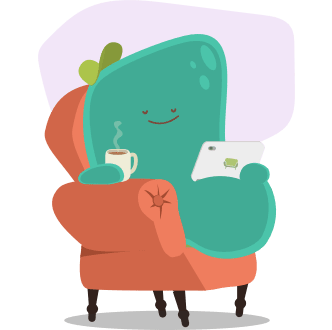 Blobby sitzt bequem